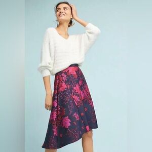 Eva Franco Asymmetrical Anthropologie Floral Skirt Size 2